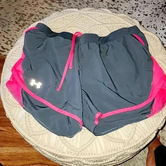 Under Armour Women's Gray and Pink Running Shorts - Picture 1 of 3